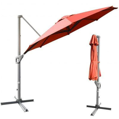 StarWood Rack Home & Garden 11ft Patio Offset Umbrella with 360° Rotation and Tilt System-Orange